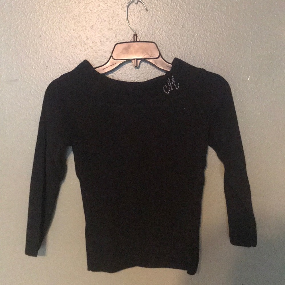 Black Boatneck Sweater with Rhinestones